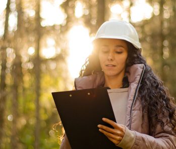 Profissional de meio ambiente realizando avaliação em floresta, simbolizando o processo de elaboração do EIA-RIMA — Estudo de Impacto Ambiental e Relatório de Impacto Ambiental.